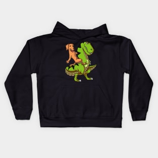 Labrador Retriever Riding T-Rex Dinosaur Kids Hoodie